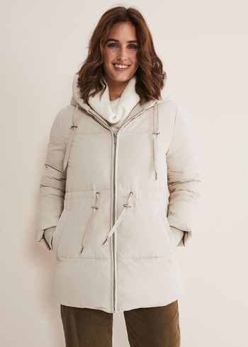 Phase Eight Isla Toggle Puffer Coats White USA | 2630814-VM